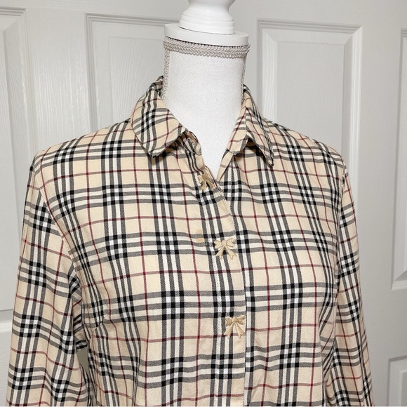 Nova check plaid collared blouse with embroidered bows - Picture 4 of 5